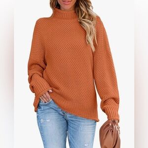 ZESICA Women's Turtleneck Batwing Sleeve Loose Oversized